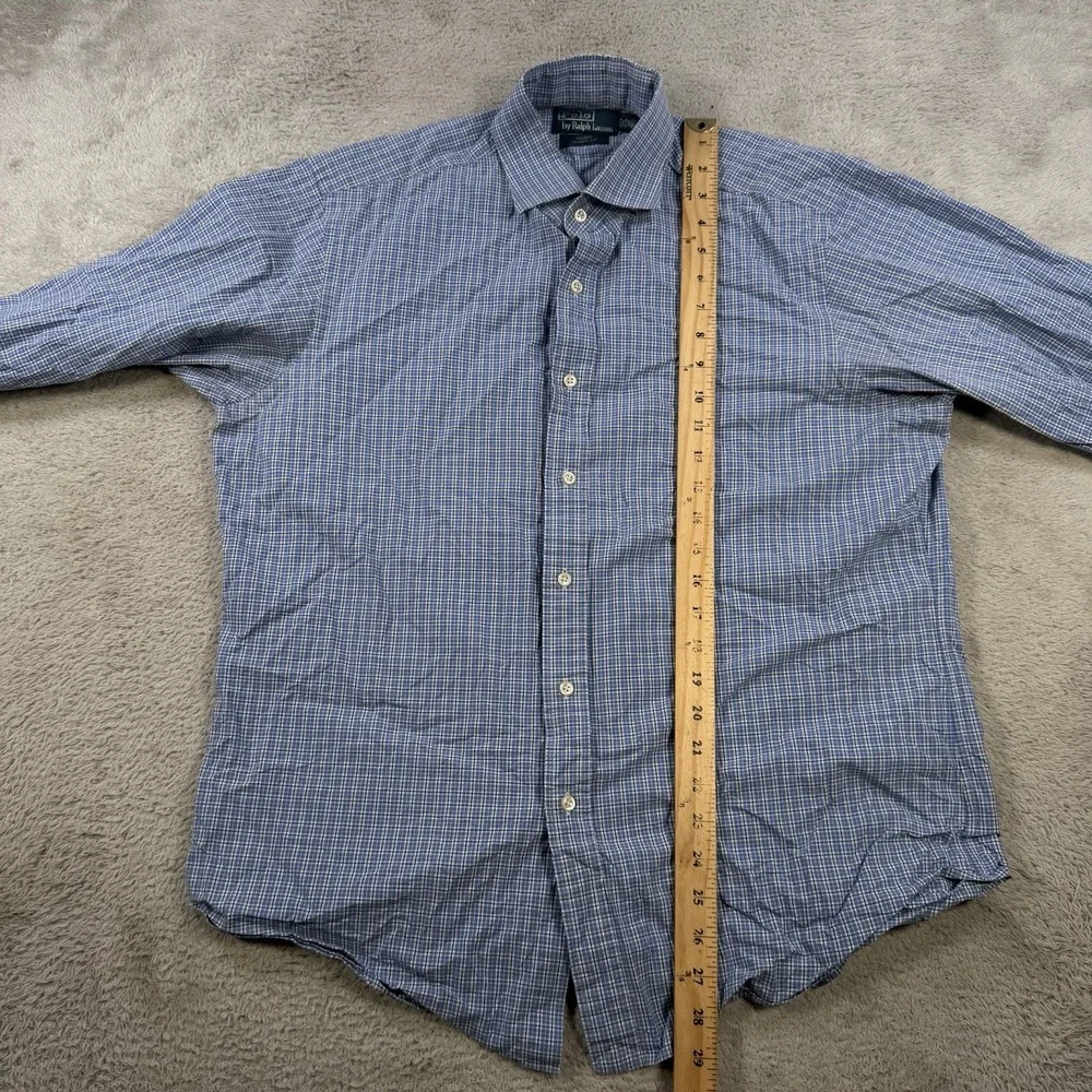 Polo Ralph Lauren Shirt Mens Large 16.5 Blue Check Regent Classic Fit 36/37